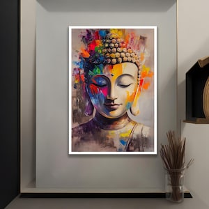 Arte mural con retrato de Buda, lienzo de meditación zen, lienzo de decoración espiritual