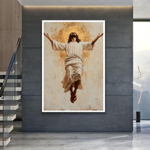 Jesus Ascending Wall Art, Christian Canvas Print, Religious Home Decor