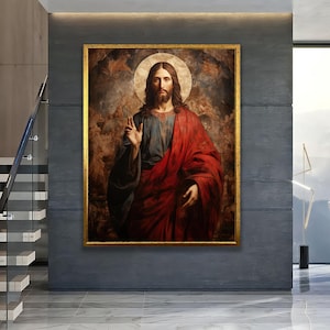 Jesus Christ Wall Art, Holy Savior Canvas Print, Religious Christian Decor