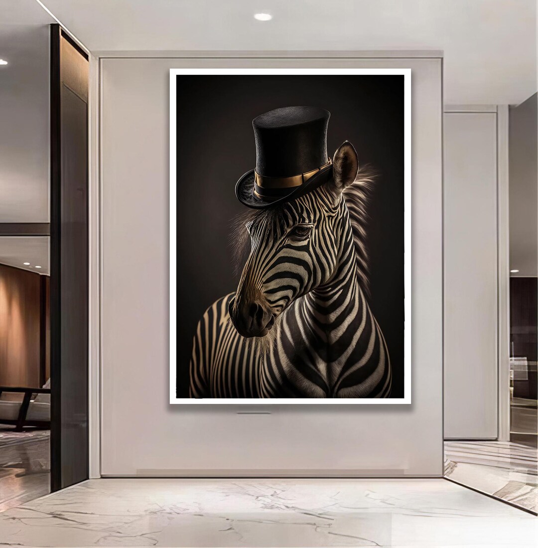 Whimsical Zebra Portrait – Modern Canvas Wall Art – Large Living Room ...