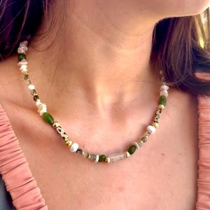 Jade and Moonstone Necklace, Healing Handmade Jewelry, Crystal Necklace for Women, Minimalist Choker, Birthstone Gifts, Christmas Gift