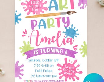Editable Painting Invitation - Art Party Invite - Paint Invitation - Art in Party - Painting Birthday - Instant Download - Canva 4x6  5x7
