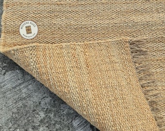 Handmade Hemp Jute Area Rug – Geometric Boho Farmhouse Decor