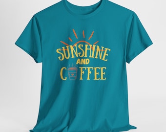 Sonnenschein und Kaffee T-Shirt | Retro Kaffee Shirt für Frauen | Positives grafisches T-Shirt | Glücklicher Sommer Top | Kaffee-Liebhaber-Geschenk