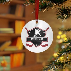 Hockey Christmas Ornament – Personalized Custom Name & Number