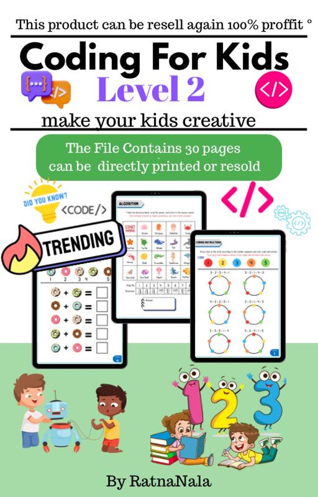 Worksheet Coding Level 2 for Kids Start 5 Years - Etsy
