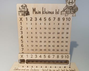 Personalized wooden multiplication board | Elementary school multiplication board | 1x1 learning aid with slider | Back to school gift | School cone gift
