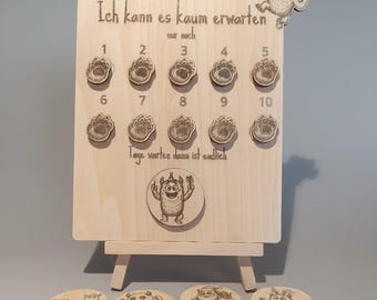 Wooden Countdown for Children | Holiday Countdown 1-9 | Montessori Decoration | Christmas, Easter | Anticipation Sign | Birthday Countdown