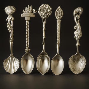 Vintage Stainless Steel Coffee Spoons Set of 5 – Retro Decorative Tea Dessert Utensils – Gift Ready Mini Spoon Kit for Coffee Lovers