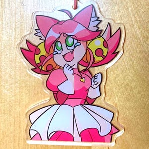Porte-clés acrylique rose Deltarune Mew miaou