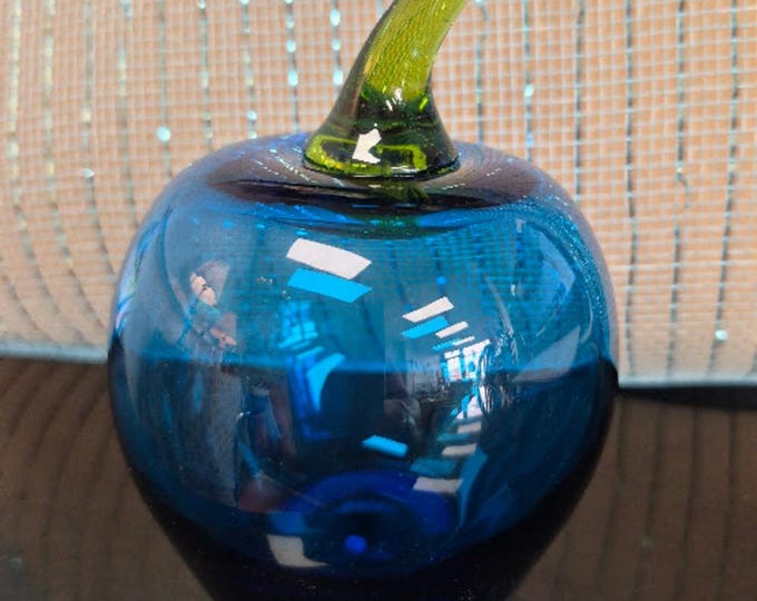Handmade Viking Art Glass Blue and Green Apple