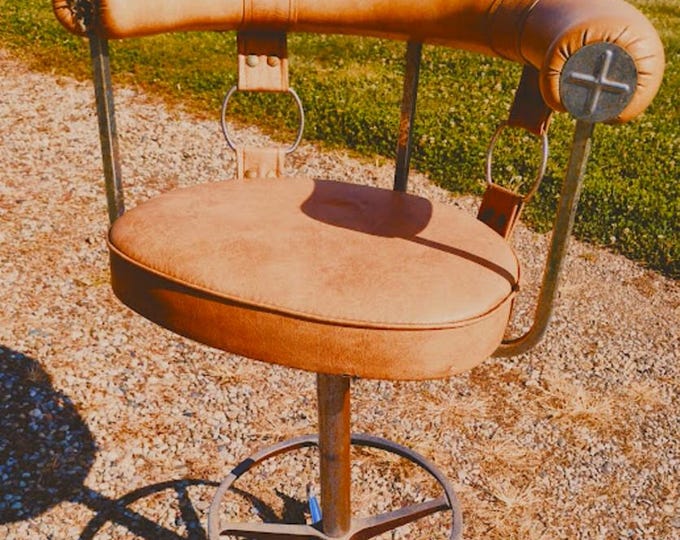 1970s Daystrom Vinyl and Chrome Bar Stool in Honey Tan