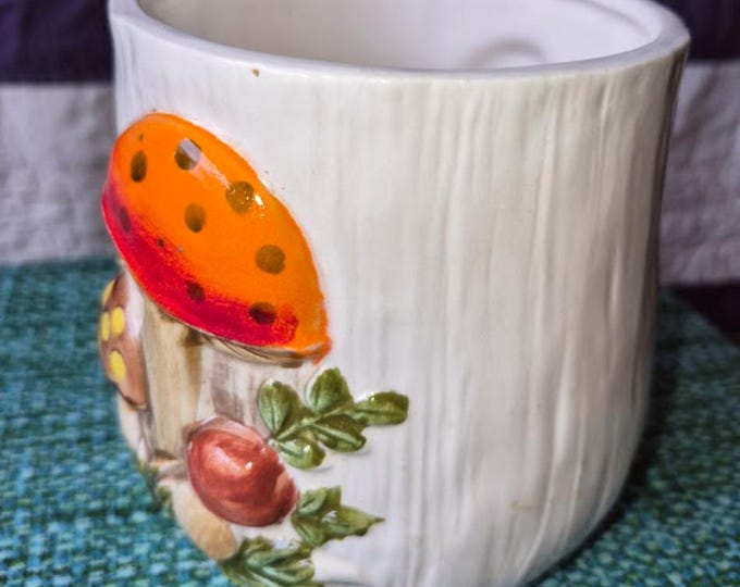 Vintage Medium Sears Roebuck Merry Mushrooms Canister -- No Lid