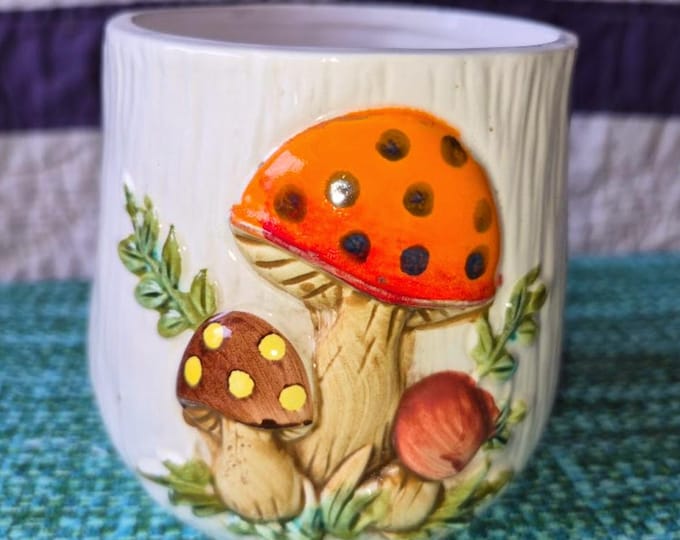 Merry Mushrooms 1970s Sears Roebuck Small Canister with No Lid