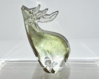 Murano Style Abstract Mid-Century Art Mottled Glass - Stargazing Elk Deer or Reindeer