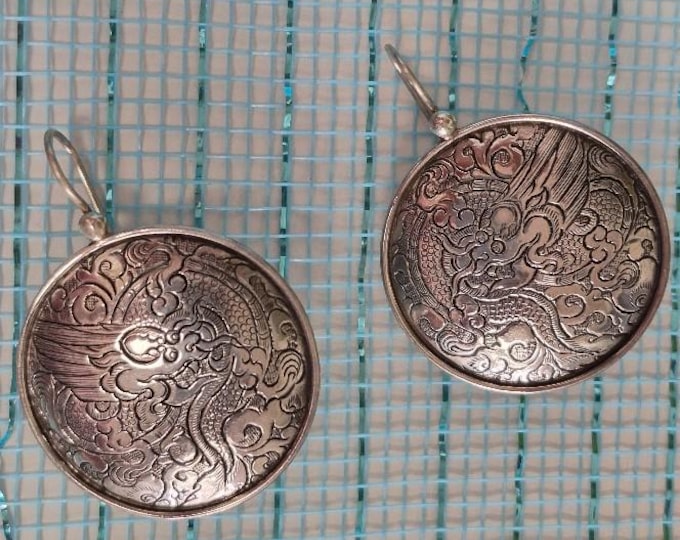 Vintage Silver 925 Pierced Earrings - Made in Nepal