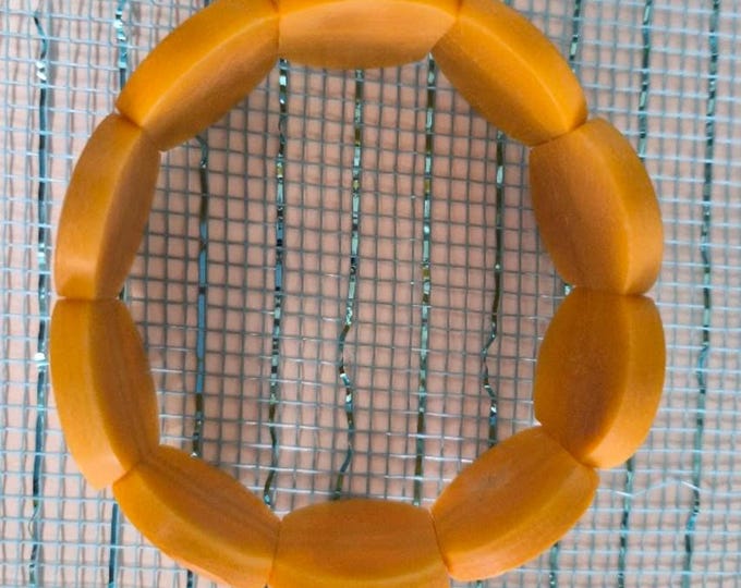 Vintage Orange Sustainable Tagua Nut Elastic Stretch Bracelet