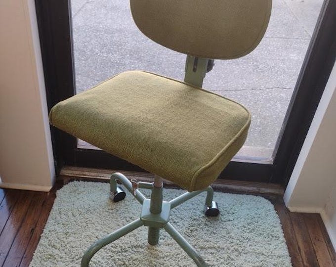 Adjustable Avocado Rolling 1970s Industrial Arts, Shop, Etc. Chair - READ Description Re: Shipping