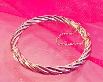 Sterling Silver Twisted Rope Bangle Bracelet – Vintage Hinged CI Jewelry