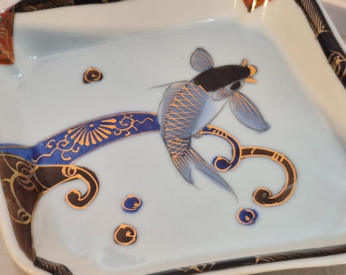 Sushi Plates -- Meiji Era Imari-Style Handpainted Porcelain with Gold