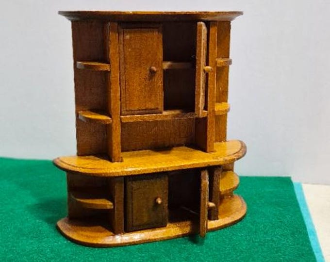 Vintage Miniature Wooden Dollhouse 1:12 Curio Cabinet