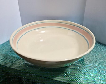 Vintage McCoy Pottery Pink and Turquoise Round 12” Pasta Serving Bowl