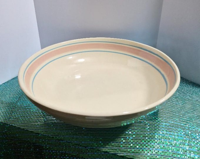 Vintage McCoy Pottery Pink and Turquoise Round 12” Pasta Serving Bowl