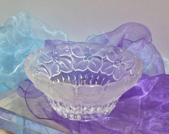 1980s West German Frosted Dogwood Petal Glass Bowl