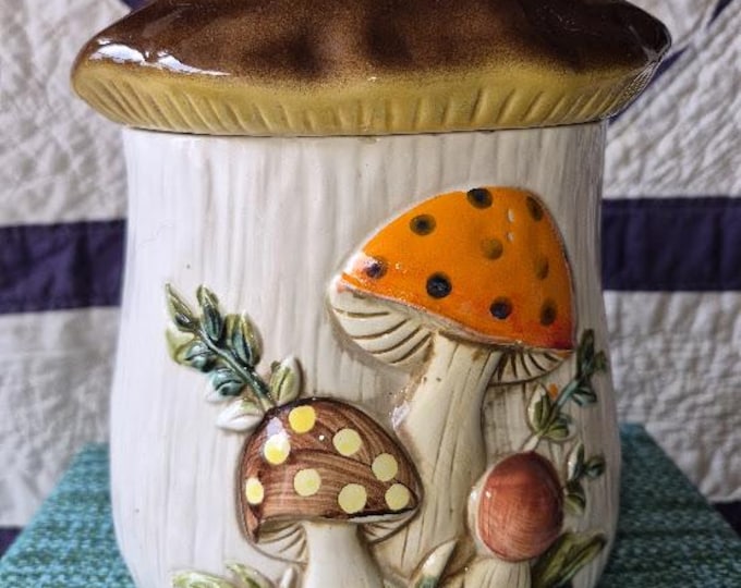 Vintage Sears Roebuck Merry Mushrooms Cookie Jar or Canister with Lid