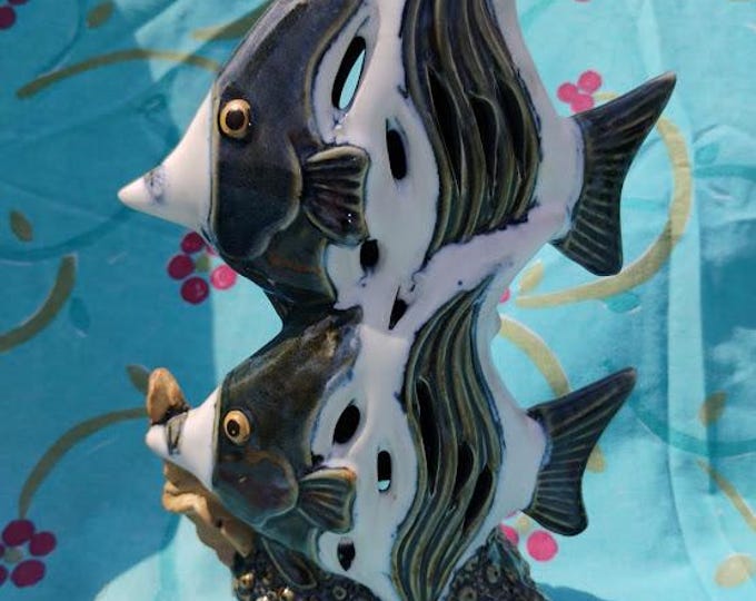 Handcrafted Mid Century Multicolored Angel Fish Tea Light