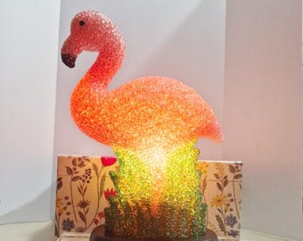 Retro Kitsch Flamingo Lamp, Popcorn Plastic Nostalgia Table Lamp Night Light