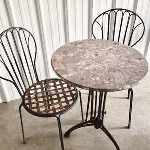 French Marble Iron Bistro Table - Etsy