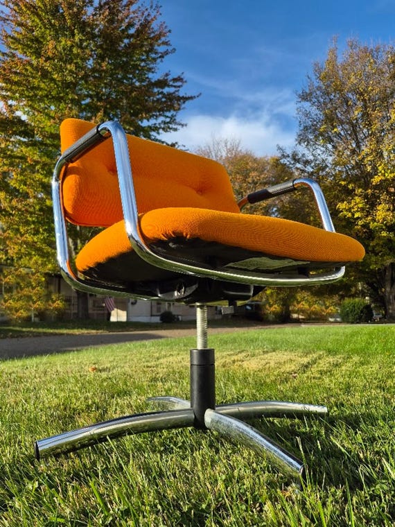 Pick up Only - Vintage 1987 Steelcase Orange Rolling Industrial
