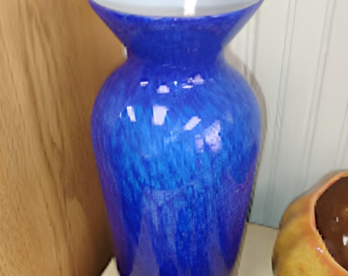Cobalt Blue Art Glass Waterfall Vase -- Handblown