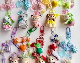 Beaded Authentic Calico Critter Bag Charm: Colorful Purse Accessory | Cottagecore | Sylvanian Family | Heisei Retro | Fruitcore