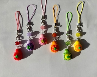 Handmade Fruit Turtle Beaded Phone or Bag Charm: Cottagecore Keychain | Fairy | Juminocore | Owala Charm | Applecore | Fruitcore