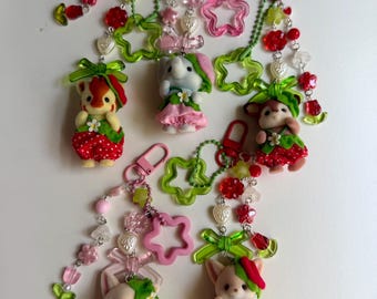 Perlenbesetzter, authentischer Calico-Tierchen-Taschenanhänger: Buntes Taschenaccessoire | Cottagecore | Sylvanian Family | Heisei Retro | Fruitcore