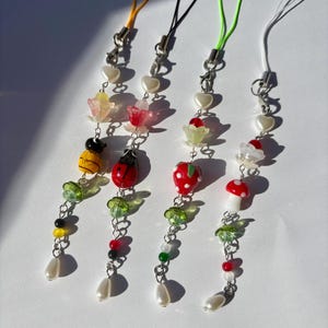Lampwork Ladybug Phone Charm: Beaded Lanyard Bag Accessory