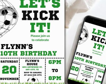 Editable Soccer Birthday Invitation | Kids Football Party Template | Sports Theme Canva Invite | Instant Download