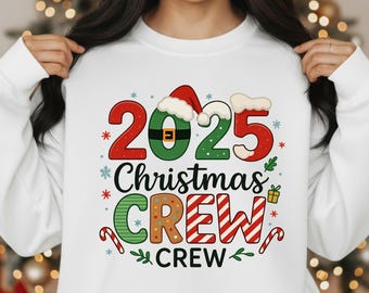 Christmas Crew Family PNG, Matching Holiday Shirts Digital Download, Festive Family Xmas Party Design, Holiday Outfit Sublimation