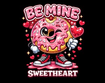 Valentine Donut PNG, Cute Valentine Dessert Design for Her donut drip PNG, Be Mine Sweetheart, Sublimation PNG, Digital Download