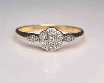 Vintage Style Art Deco Lab Diamant Solitär Ring - 925 Sterling Silber mit 10K Vergoldung