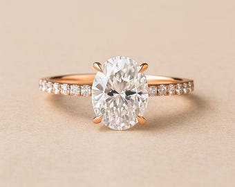 Oval Cut Moissanite Diamant Brautring, Rose Gold Finish Halo Versprechen Schmuck, Klassischer Verlobungsring Geschenk für Frau