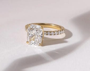 Brillantschliff Moissanit Diamant Brautring in Gelbgold-Finish, Hochzeitsschmuck, minimalistisches Geschenk für Mama