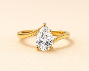 Moissanite Diamant Diamant Brautring, Zargenfassung mit Rosegold-Finish Band, Minimalistischer Verlobungsschmuck, Geschenk für Mama