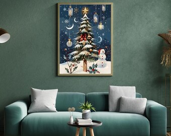 Christmas Wall Art Print, Festive Christmas Wall Art Print – Holiday Home Decor, Vintage Christmas Wall Art – Holiday Wall Decor Print