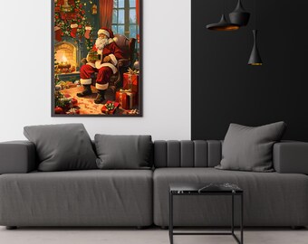 Vintage Christmas Wall Art – Holiday Wall Decor Print, Christmas Wall Art Print, Festive Christmas Wall Art Print – Holiday Home Decor.