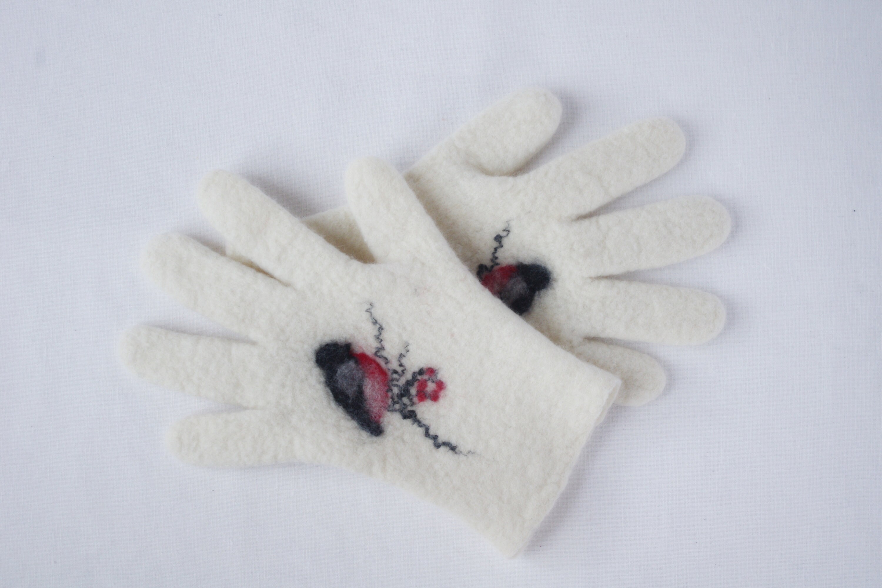 White gloves felted wool gloves gift for her fall spring Etsy