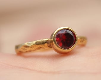 Minimalist Ruby Ring | Handmade 925 Solid Sterling Silver Jewelry | Red Gemstone Ring | Christmas Gift for Her | Birthstone Ring