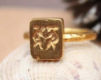 Chevalière Gémeaux en argent sterling - Bague pièce de monnaie du zodiaque romain antique fabriquée à la main - Cadeau de Noël